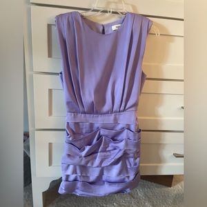 DO+BE purple mini dress, shoulder padding and ruffled skirt! (Size: small)